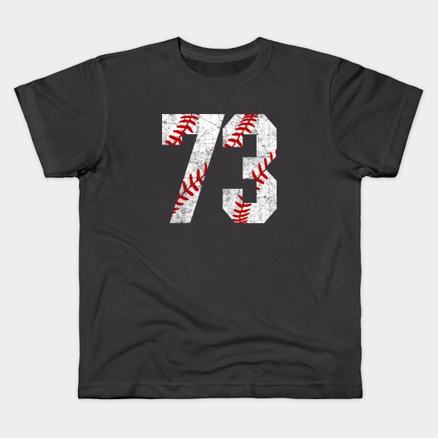 Vintage #73 Baseball Laces Baseball Mom Jersey Love Baseball Kids T-Shirt by TeeCreations